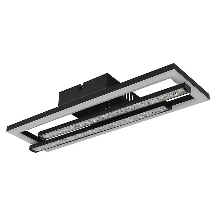 Globo LED-Deckenleuchte Highway - 24 W, L x B x H: 40 x 37,5 x 6,3 cm, Schwarz, Warmweiß - Schwarze Deckenleuchte mit Doppelstrahler und integrierter Beleuchtung für moderne Innenräume.