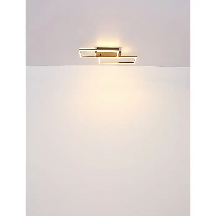 Globo LED-Deckenleuchte Highway - 24 W, L x B x H: 40 x 37,5 x 6,3 cm, Silber, Warmweiß - Moderne Deckenleuchte mit rechteckigen Elementen, die ein warmes Licht in einem minimalistischen Raum verbreitet. Elegantes Design für stilvolle Beleuchtung.