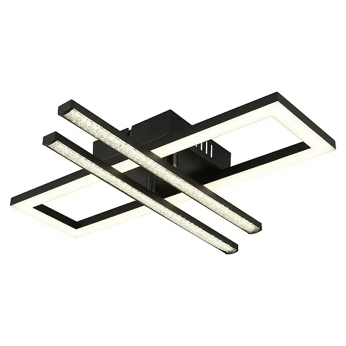 Globo LED-Deckenleuchte Highway - 24 W, L x B x H: 40 x 37,5 x 6,3 cm, Schwarz, Warmweiß - Moderne LED-Deckenleuchte mit quadratischem Design und funkelnden Lichtelementen, die ein elegantes Ambiente schafft.