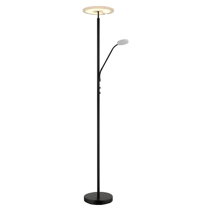Globo LED-Deckenfluter Stanford - 28 W, Höhe: 180 cm, Schwarz, Warmweiß - Moderne Stehlampe mit Leselampe und Hauptlicht, elegant und funktional für jedes Wohnambiente.