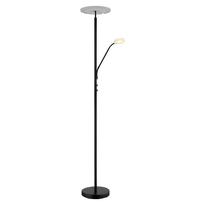 Globo LED-Deckenfluter Stanford - 28 W, Höhe: 180 cm, Schwarz, Warmweiß - Moderne Stehlampe in Schwarz mit zwei Lichtquellen. Das perfekte Designelement für stilvolle Wohnräume und optimale Beleuchtung.