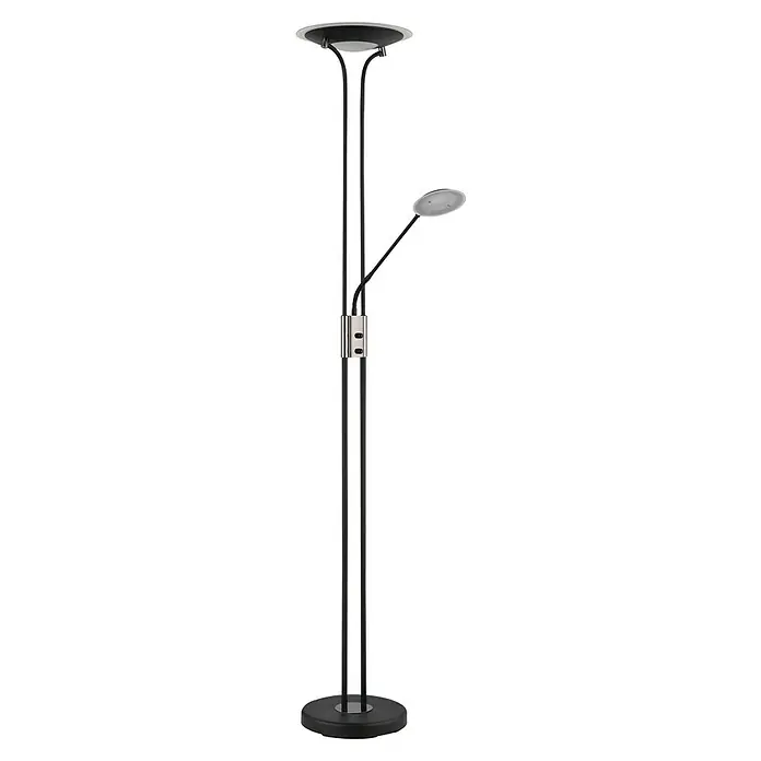 Globo LED-Deckenfluter Tamika - 25 W, Höhe: 180 cm, Schwarz, Kaltweiß - Eine moderne Stehlampe mit zwei Lichtquellen. Das elegante Design sorgt für ein angenehmes Ambiente und eine stilvolle Beleuchtung im Raum.