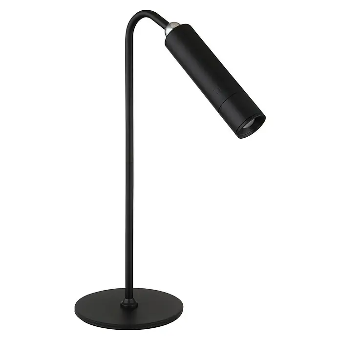 Globo LED-Tischleuchte Andra - L x B x H: 26 x 12,4 x 33,5 cm, Schwarz, Warmweiß - Die elegante, mattschwarze Schreibtischlampe mit verstellbarem Kopf bietet fokussiertes Licht und modernes Design für jeden Arbeitsbereich.
