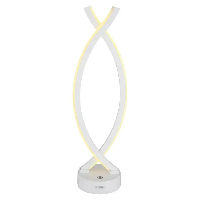 Globo LED-Tischleuchte Hela - Höhe: 41 cm, Weiß, Warmweiß - Moderne LED-Tischleuchte im DNA-Design. Die Lampe ist weiß und gibt ein warmes, stimmungsvolles Licht ab, ideal für Nachttische oder Schreibtische.