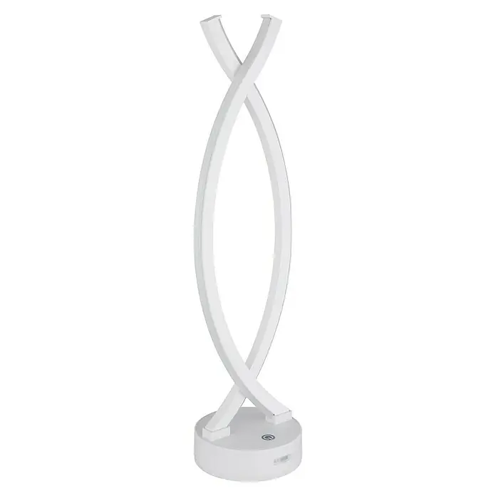 Globo LED-Tischleuchte Hela - Höhe: 41 cm, Weiß, Warmweiß - Eine moderne weiße DNA-Tischleuchte mit spiralförmigem Design, die ein stilvolles und wissenschaftliches Flair in jeden Raum bringt.