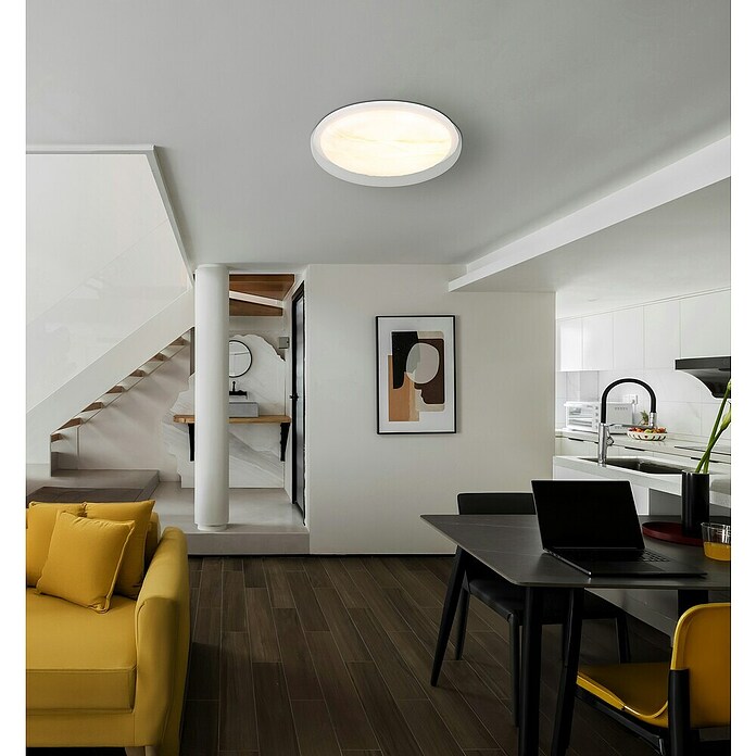Globo Okrugla stropna LED svjetiljka Tyler  (24 W, Ø x V: 385 cm x 80 mm, Bijela, Neutralno bijelo) | BAUHAUS