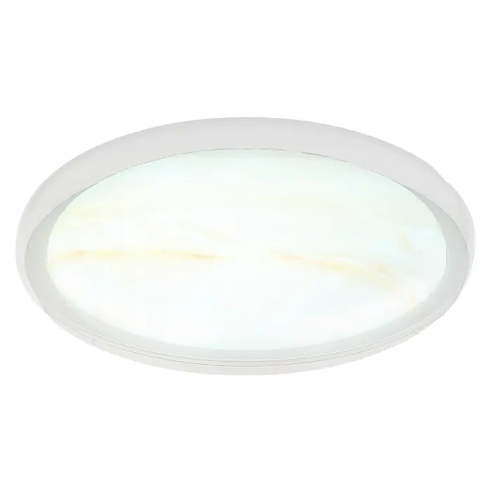 Globo LED-Deckenleuchte rund Tyrone - 24 W, Ø x H: 385 cm x 80 mm, Neutralweiß - Runde LED-Deckenleuchte mit weißem Rahmen und hell gemusterter Oberfläche für moderne Innenräume.