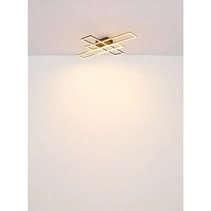 Globo LED-Deckenleuchte Dakari - 40 W, L x B x H: 80 x 60 x 9,5 cm, Schwarz, Warmweiß - Moderne Deckenleuchte mit geometrischem Design. Die Lampe strahlt helles, warmes Licht aus und sorgt für eine angenehme Atmosphäre im Raum.