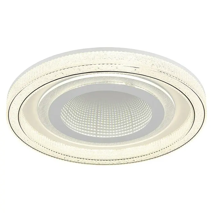 Globo LED-Deckenleuchte rund mit Tunneleffekt Alsuna - 48 W, Ø x H: 48 x 7 cm, Weiß - Elegante LED-Deckenleuchte mit kristallverziertem Rand und zentralem Lichtfeld, ideal für moderne Wohnräume.