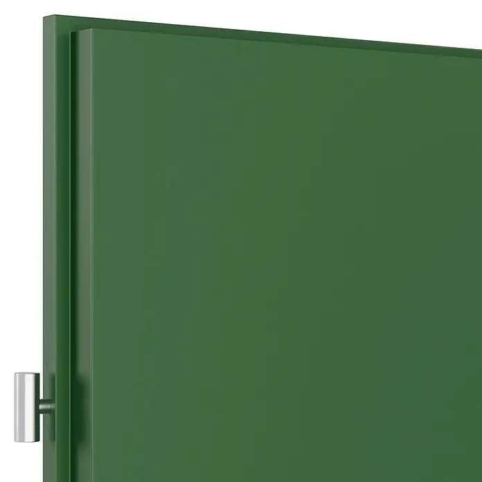 GetaDoor Getalit Zimmertür FM8237 - 860 x 1.985 mm, DIN Anschlag: Rechts, Edeltanne, Röhrenspan - Nahaufnahme einer grünen Tür mit einem silbernen Türgriff, die die moderne Ästhetik und Funktionalität des Produkts hervorhebt.