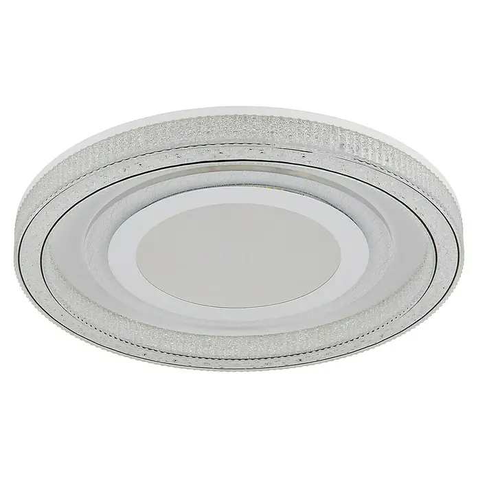 Globo LED-Deckenleuchte rund mit Tunneleffekt Alsuna - 48 W, Ø x H: 48 x 7 cm, Weiß - Moderne LED-Deckenleuchte mit Kristall-Akzenten. Elegantes Design für stilvolle Innenräume, bietet helles und energieeffizientes Licht.