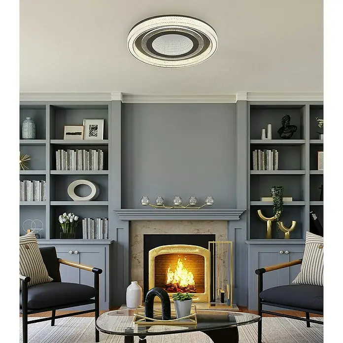Globo LED-Deckenleuchte rund mit Tunneleffekt Alsuna - 48 W, Ø x H: 48 x 7 cm, Anthrazit - Moderne Deckenleuchte mit dreifachem Ringdesign, ideal für stilvolle Wohnräume, die eine elegante Beleuchtungslösung suchen.\n