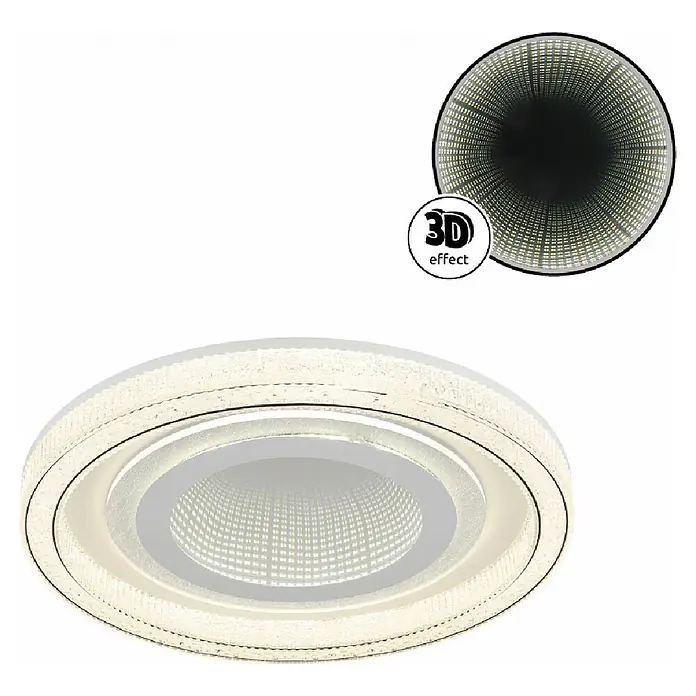 Globo LED-Deckenleuchte rund mit Tunneleffekt Alsuna - 48 W, Ø x H: 48 x 7 cm, Weiß - Dieses Bild zeigt eine moderne LED-Deckenleuchte mit einem faszinierenden 3D-Effekt, der in jedem Raum für ein besonderes Ambiente sorgt.