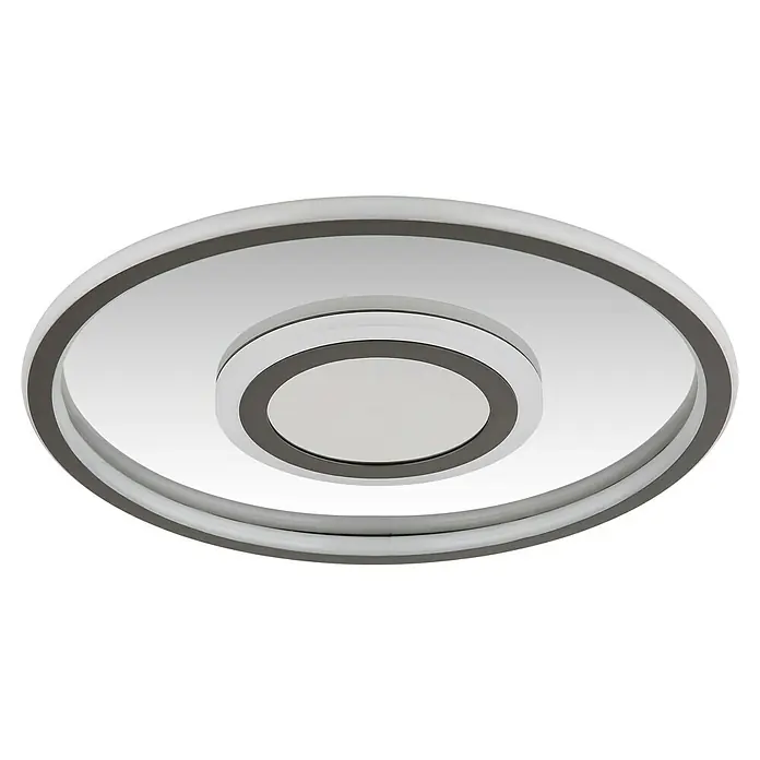 Globo LED-Deckenleuchte rund Cara - 40 W, Ø x H: 43,2 x 5 cm, Grau, Warmweiß - Deckenleuchte mit einem grauen Rand und einer runden Form.