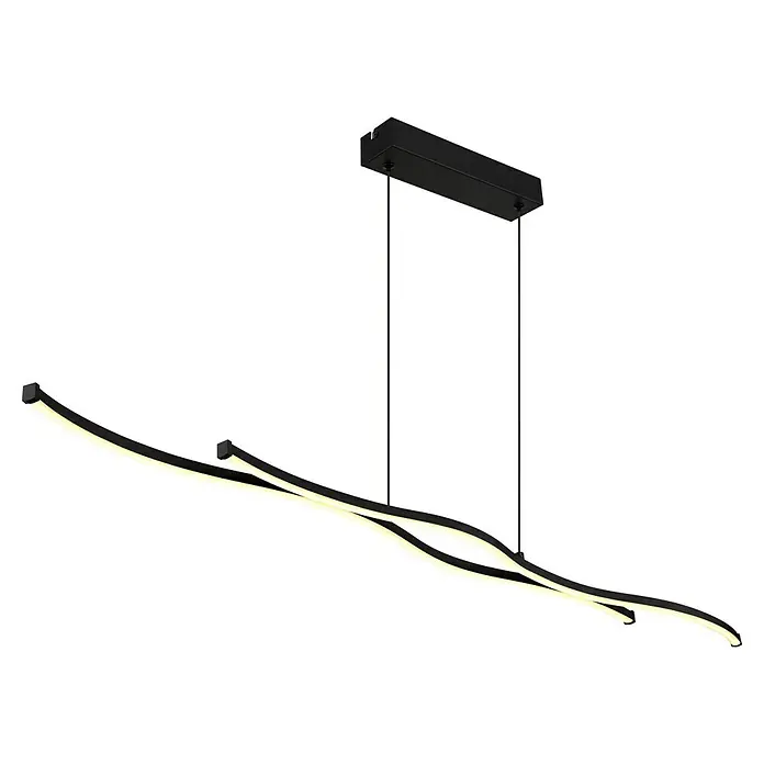 Globo LED-Pendelleuchte Boyd - 30 W, Höhe: 120 cm, Warmweiß, Schwarz - Modernes Beleuchtungsdesign mit einer eleganten LED-Pendelleuchte in geschwungenem Design für stilvolle Innenräume und angenehmes Licht.