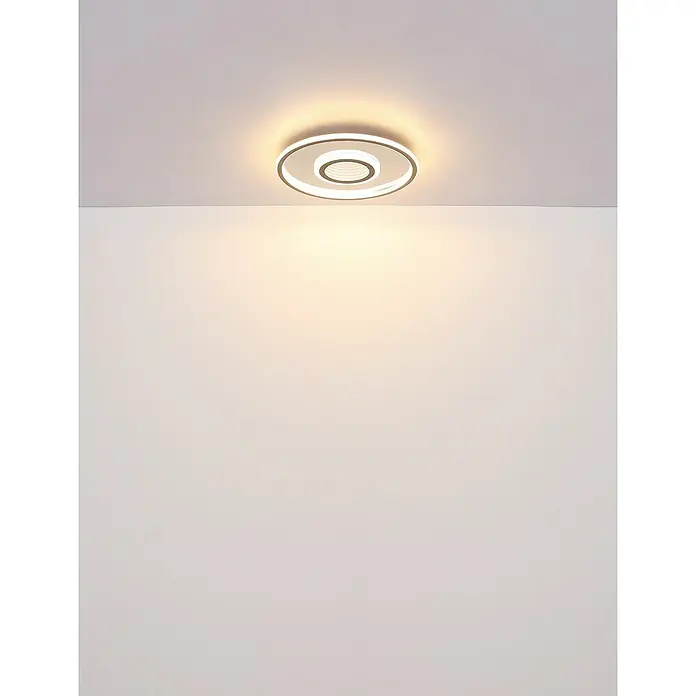 Globo LED-Deckenleuchte rund Cara - 40 W, Ø x H: 43,2 x 5 cm, Grau, Warmweiß - Moderne Deckenleuchte mit kreisförmigem Design, die ein warmes, einladendes Licht in den Raum wirft. Perfekt für Wohn- und Schlafzimmer.