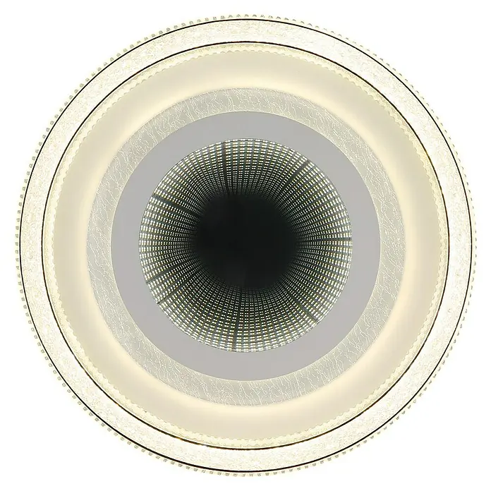 Globo LED-Deckenleuchte rund mit Tunneleffekt Alsuna - 48 W, Ø x H: 48 x 7 cm, Weiß - Diese Deckenleuchte verfügt über eine elegante, runde Form mit mehreren konzentrischen Kreisen und einem faszinierenden Unendlichkeitseffekt im Zentrum.
