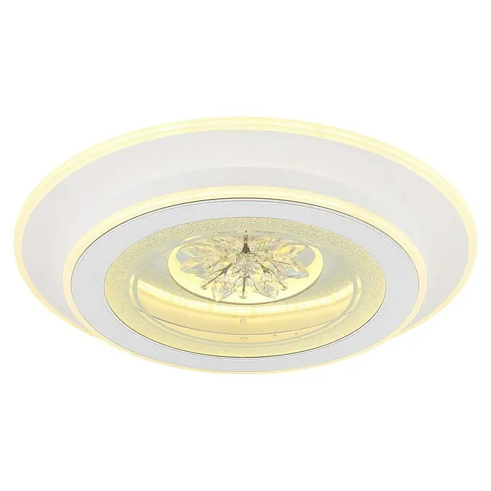 Globo LED-Deckenleuchte rund Bluma - 36 W, Ø x H: 46 x 6,5 cm, Weiß - Elegante LED-Deckenleuchte mit Kristallakzenten. Das moderne Design erhellt jeden Raum mit Stil und Effizienz.