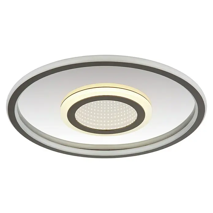 Globo LED-Deckenleuchte rund Cara - 40 W, Ø x H: 43,2 x 5 cm, Grau, Warmweiß - Moderne LED-Deckenleuchte mit kreisförmigem Design, ideal für stilvolle Innenräume. Mit energiesparender LED-Technologie für helle und gleichmäßige Ausleuchtung.