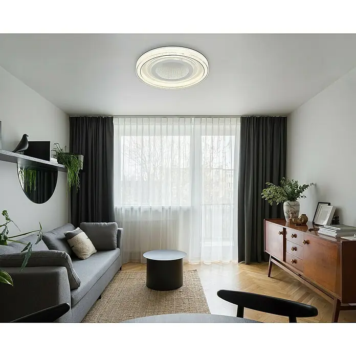 Globo LED-Deckenleuchte rund mit Tunneleffekt Alsuna - 48 W, Ø x H: 48 x 7 cm, Weiß - Moderne Deckenleuchte mit einem runden Design und einem hellen, diffusen Licht für eine angenehme Raumatmosphäre. Stilvolle Beleuchtung für jeden Raum.