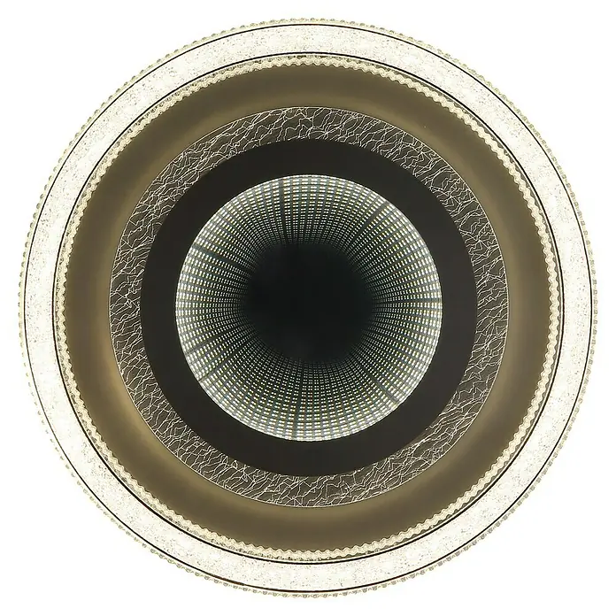 Globo LED-Deckenleuchte rund mit Tunneleffekt Alsuna - 48 W, Ø x H: 48 x 7 cm, Anthrazit - Nahaufnahme einer runden, mehrschichtigen LED-Deckenleuchte mit einem faszinierenden Infinity-Effekt. Elegantes Design für moderne Innenräume.