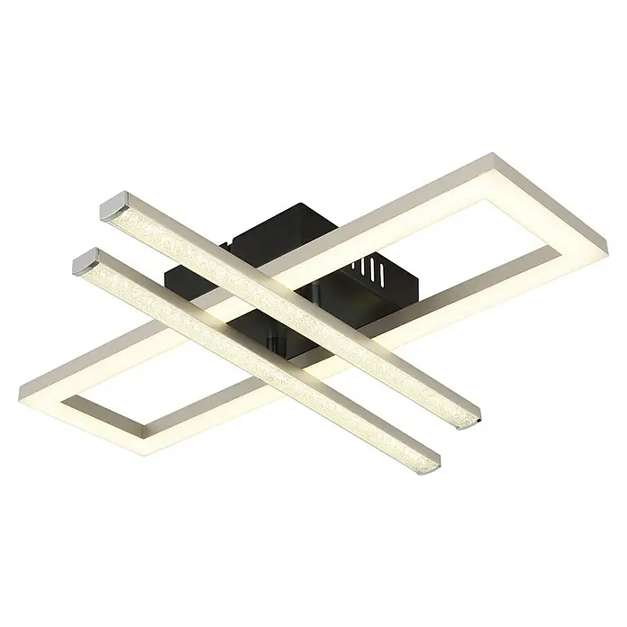 Globo LED-Deckenleuchte Highway - 24 W, L x B x H: 40 x 37,5 x 6,3 cm, Silber, Warmweiß - Moderne LED-Deckenleuchte mit einem eleganten, überkreuzten Design, das stilvolle Beleuchtung für jeden Raum bietet.
