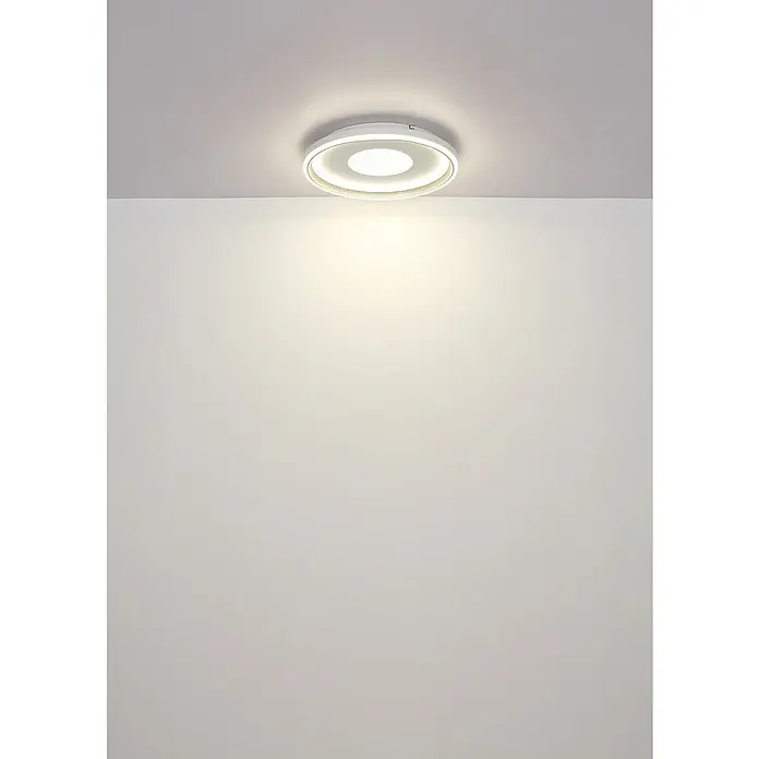Globo LED-Deckenleuchte rund Eila - 48 W, Ø x H: 48 x 6,3 cm, Weiß/ Champagner - Eine moderne, runde Deckenleuchte mit LED-Beleuchtung, die ein helles, angenehmes Licht in einem Raum erzeugt. Ideal für zeitgenössische Einrichtungen.
