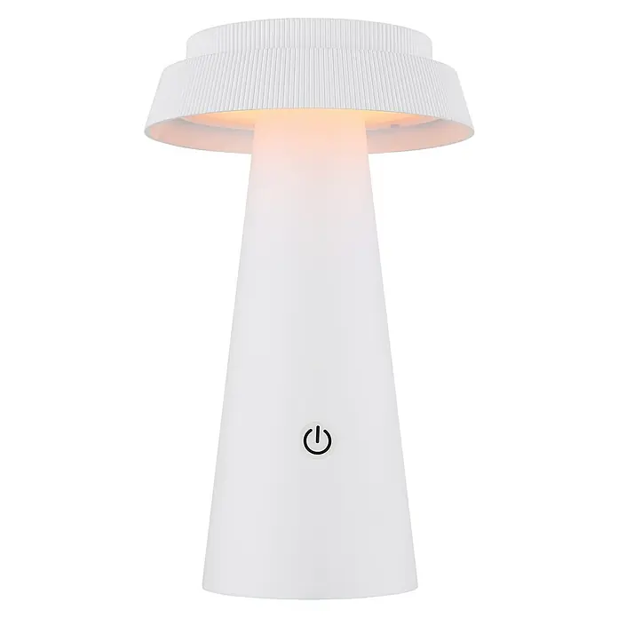 Globo Solar-Tischleuchte Pokal - 4 W, Weiß, IP54, Ø x H: 140 x 225 mm - Elegante, pilzförmige Tischleuchte in Weiß mit warmem Lichtschein und praktischem Ein-/Ausschalter für eine stimmungsvolle Beleuchtung.