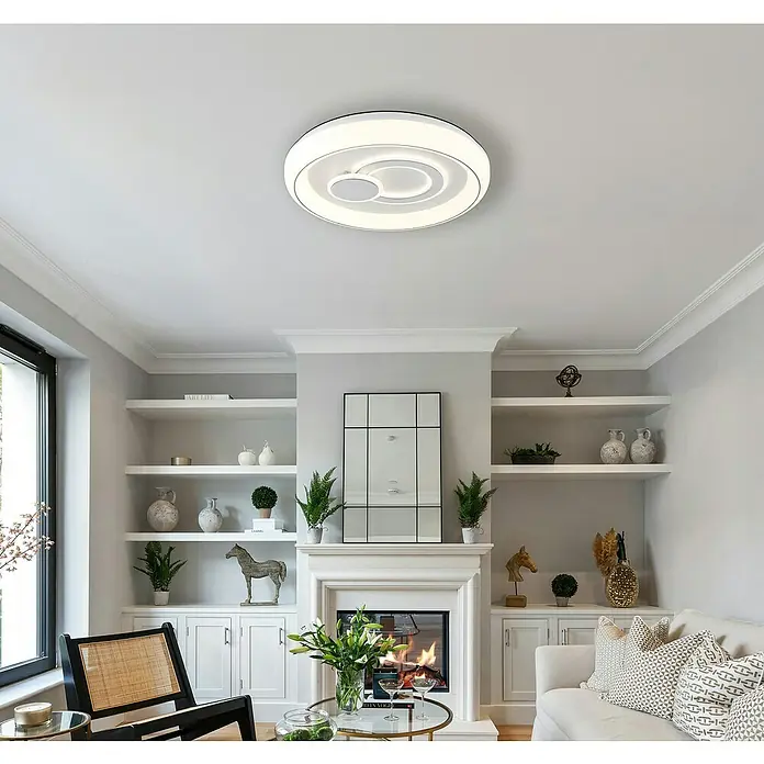 Globo LED-Deckenleuchte rund - 48 W, Ø x H: 48 x 7,5 cm, Weiß - Moderne Deckenleuchte mit kreisförmigem Design und heller LED-Beleuchtung für stilvolle Innenräume.