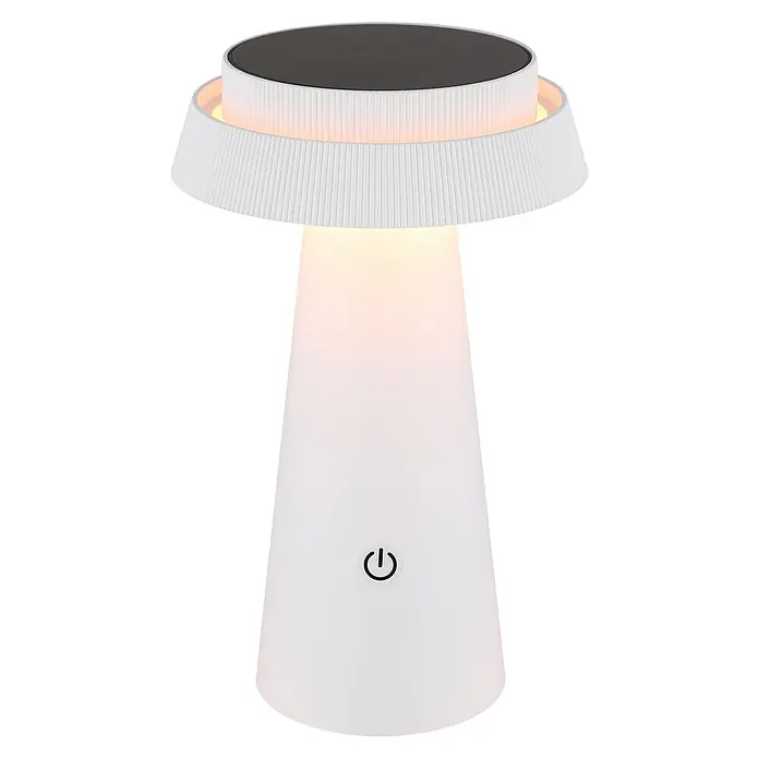 Globo Solar-Tischleuchte Pokal - 4 W, Weiß, IP54, Ø x H: 140 x 225 mm - Elegante weiße Tischleuchte mit sanftem Licht und modernem Design, perfekt für eine stimmungsvolle Beleuchtung im Wohnbereich.