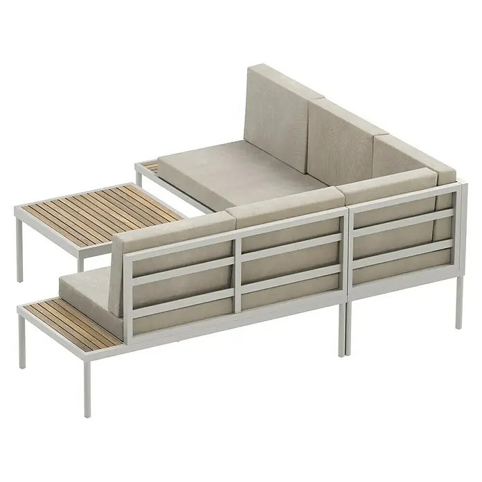 SENSUM Loungemöbel-Set Ankarsvik - 3 -tlg., Aluminium, Teak, Sandbraun - Luxuriöses Lounge-Set für den Außenbereich mit bequemen Polstern und stilvollen Holzelementen. Ideal zum Entspannen im Garten oder auf der Terrasse.