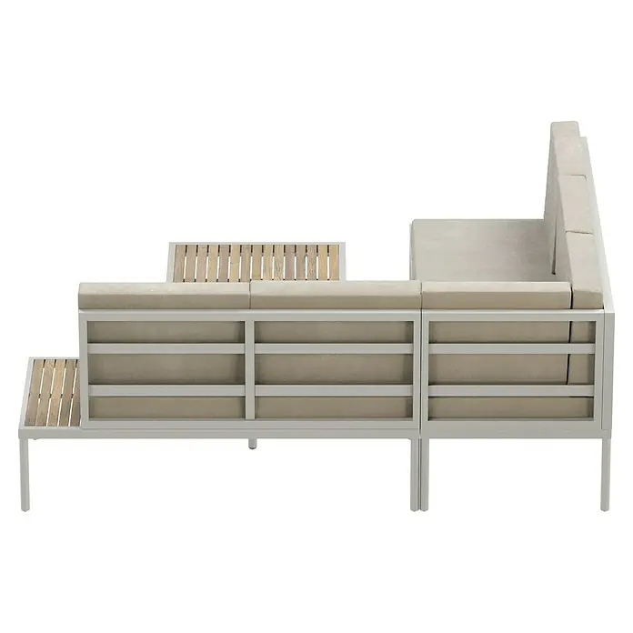 SENSUM Loungemöbel-Set Ankarsvik - 3 -tlg., Aluminium, Teak, Sandbraun - Das elegante Loungesofa mit hellem Rahmen und bequemen Polstern lädt zum Verweilen ein. Das moderne Design wird durch Holzelemente aufgelockert.