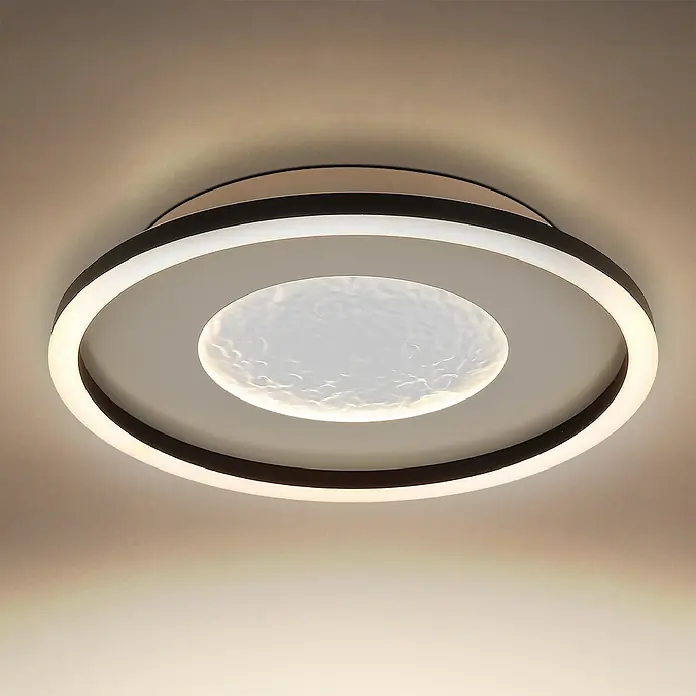 Globo LED-Deckenleuchte rund Wiley - 24 W, Ø x H: 33 x 5,7 cm, Weiß, Kaltweiß - Moderne LED-Deckenleuchte mit kreisförmigem Design. Elegante Beleuchtung für jeden Raum mit einem attraktiven, hellen Zentrum.
