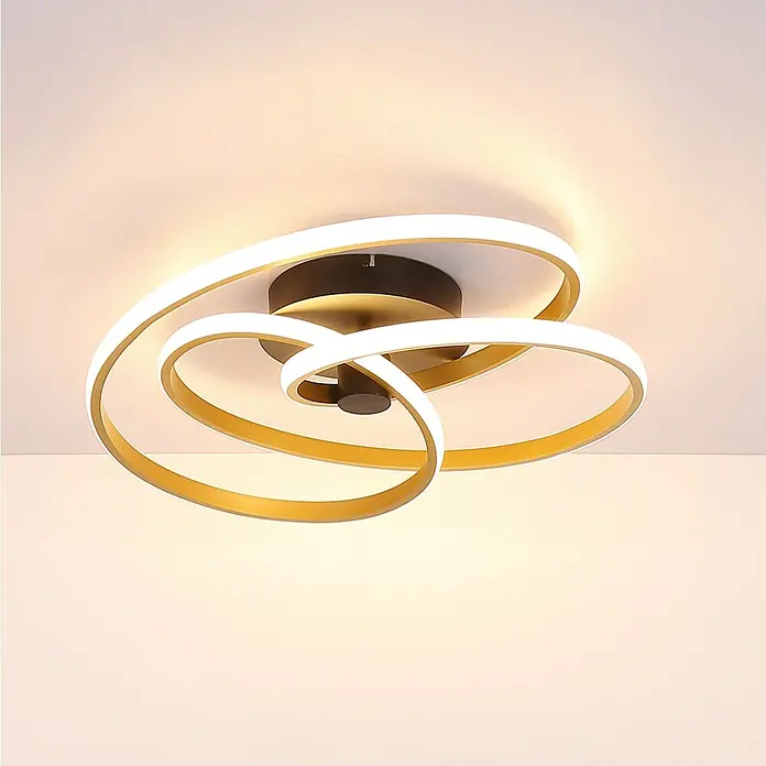 Globo LED-Deckenleuchte rund Glyxar - 40 W, Ø x H: 50 x 16 cm, Gold, Warmweiß - Moderne Deckenleuchte mit spiralförmigem Design und warmem Licht. Die Lampe ist ein echter Hingucker und sorgt für eine angenehme Atmosphäre.