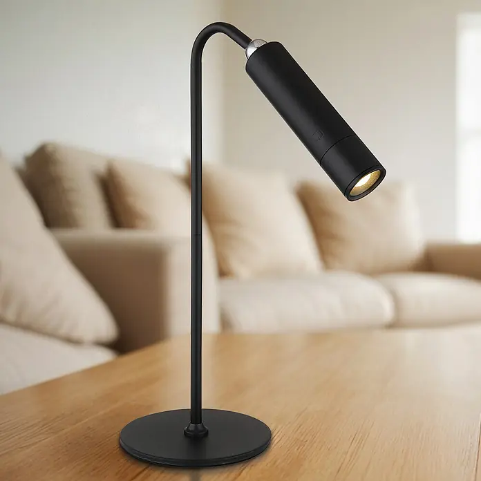 Globo LED-Tischleuchte Andra - L x B x H: 26 x 12,4 x 33,5 cm, Schwarz, Warmweiß - Elegante schwarze Schreibtischlampe mit verstellbarem Lichtkopf, ideal für Arbeitsbereiche oder Nachttische.