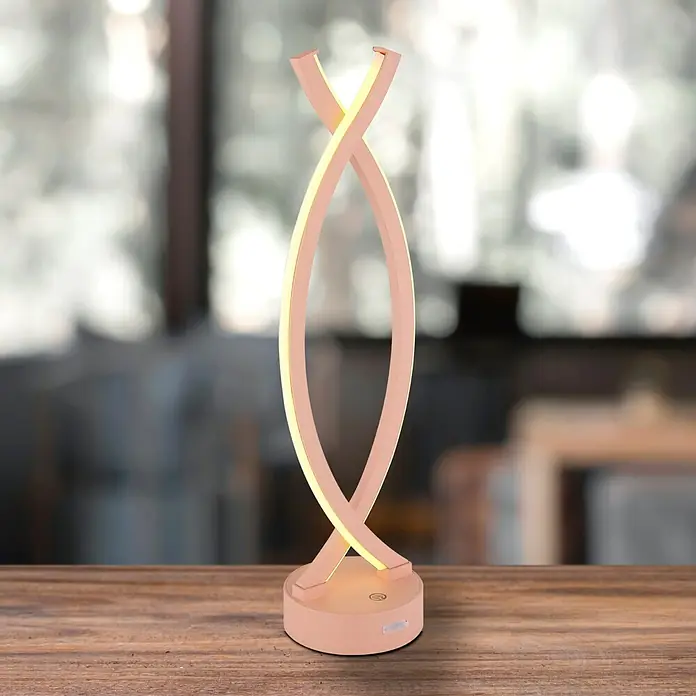 Globo LED-Tischleuchte Hela - L x B x H: 12,5 x 10 x 41 cm, Beige, Warmweiß - Elegante Tischleuchte mit verschlungenem Design. Das moderne Design macht sie zu einem stilvollen Blickfang auf jedem Nachttisch oder Schreibtisch.