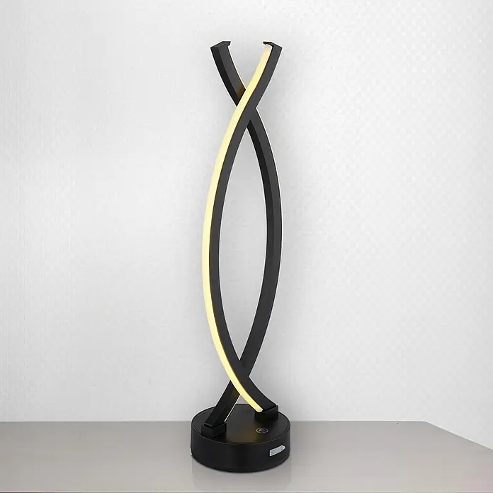 Globo LED-Tischleuchte Hela - Höhe: 41 cm, Schwarz, Warmweiß - Elegante LED-Tischleuchte mit geschwungenem Design. Die moderne Lampe spendet warmweißes Licht und ist ein Blickfang auf jedem Tisch.