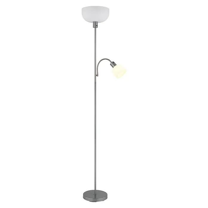 Globo Stehleuchte Hinton - 60 W, Höhe: 178 cm, Silber, E27 - Moderne Stehlampe mit Leselampe und Deckenfluter für angenehmes Licht im Wohnbereich. Elegantes Design in Silber.