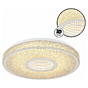 Globo LED-Deckenleuchte rund Astania (Farbe Gehäuse: Weiß, Ø x H: 38 x 6,5 cm, Tunneleffekt mittig, und Kristall-Sand, Warmweiß) | BAUHAUS