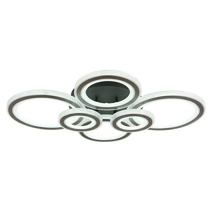 Globo LED-Deckenleuchte Kora - 60 W, L x B x H: 780 x 560 x 120 mm, Warmweiß - Moderne Deckenleuchte mit ringförmigen LED-Elementen und dekorativer Kristallverzierung, die ein helles und elegantes Ambiente schafft.