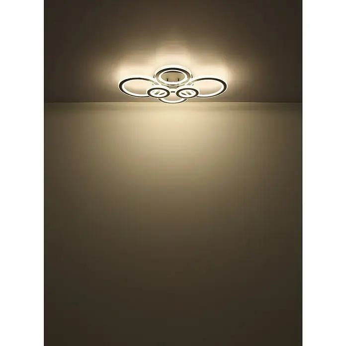 Globo LED-Deckenleuchte Kora - 60 W, L x B x H: 780 x 560 x 120 mm, Warmweiß - Elegante LED-Deckenleuchte mit modernem Design, bestehend aus verschlungenen Ringen, die ein angenehmes, warmes Licht verbreiten.