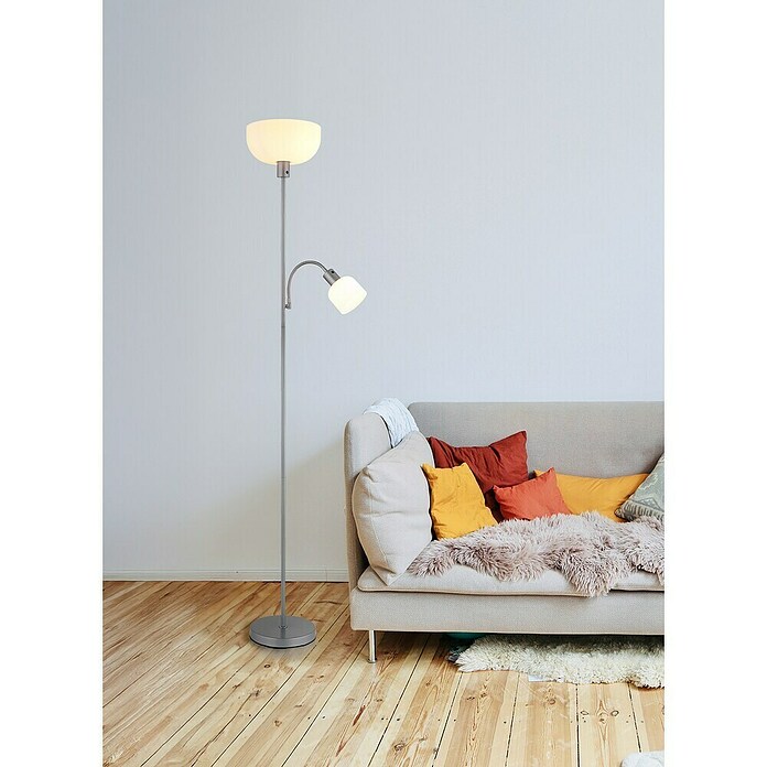 Globo Stehleuchte Hinton (60 W, Höhe: 178 cm, Silber, E27) | BAUHAUS