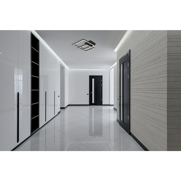 Globo LED stropna svjetiljka Tyler  (20 W, D x Š x V: 48,8 x 35,3 x 6,4 cm, Crna, Topla bijela) | BAUHAUS