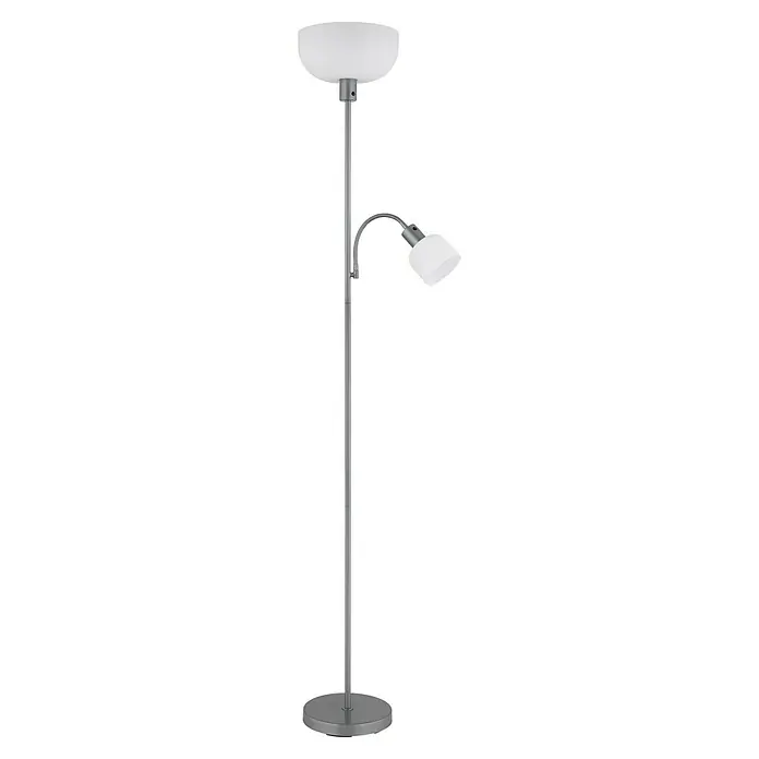 Globo Stehleuchte Hinton - 60 W, Höhe: 178 cm, Silber, E27 - Stehleuchte mit Leselampe aus Metall und zwei Lichtquellen. Das moderne Design passt gut in jedes Wohnzimmer.