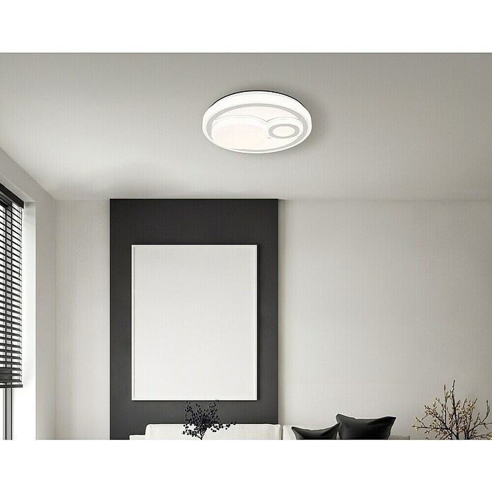Globo Okrugla stropna LED svjetiljka Ruiz  (24 W, Ø x V: 380 x 75 mm, Bijela, Topla bijela) | BAUHAUS