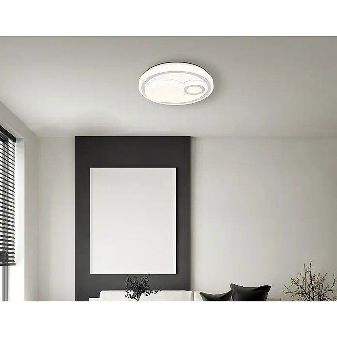 Globo LED-Deckenleuchte rund Ruiz - 24 W, Ø x H: 380 x 75 mm, Weiß, Warmweiß - Deckenleuchte mit rundem Design. Die moderne Deckenleuchte sorgt für eine helle und energiesparende Beleuchtung in jedem Raum, ideal für Wohn- und Schlafzimmer.