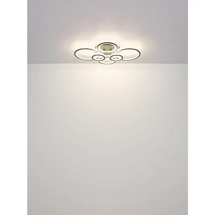 Globo LED-Deckenleuchte Kora - 60 W, L x B x H: 780 x 560 x 120 mm, Warmweiß - Moderne Deckenleuchte mit kreisförmigem Design. Die Lampe spendet helles Licht und ist ein echter Hingucker an der Decke.