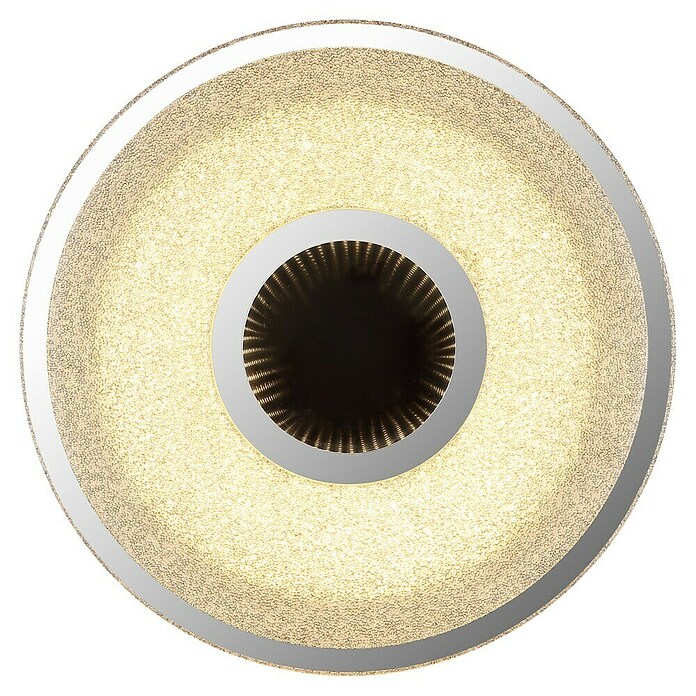 Globo LED-Deckenleuchte rund Astania (Farbe Gehäuse: Weiß, Ø x H: 38 x 6,5 cm, Tunneleffekt mittig, und Kristall-Sand, Warmweiß) | BAUHAUS