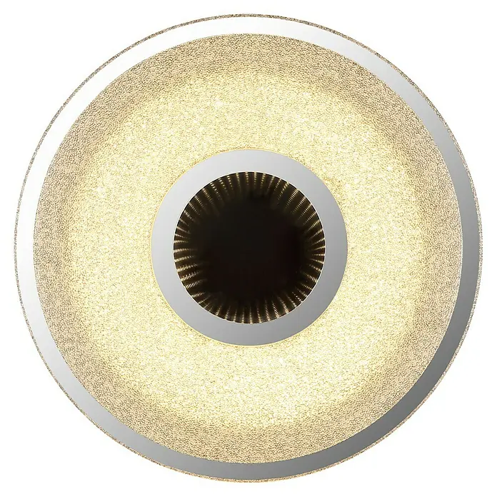 Globo LED-Deckenleuchte rund mit Tunneleffekt Astania - Farbe Gehäuse: Weiß, Ø x H: 38 x 6,5 cm, Mit Kunststoffkristallen, Warmweiß - Moderne LED-Deckenleuchte mit faszinierendem Unendlichkeitseffekt im Zentrum und einem silbernen Rahmen.