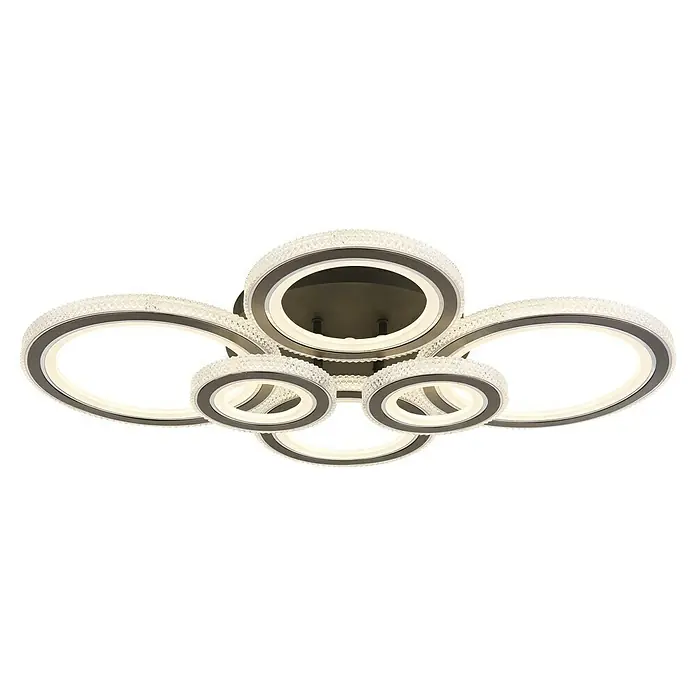 Globo LED-Deckenleuchte Kora - 60 W, L x B x H: 780 x 560 x 120 mm, Warmweiß - Moderne LED-Deckenleuchte mit mehreren Ringen und Kristallverzierung, ideal für stilvolle Beleuchtung im Wohnbereich.
